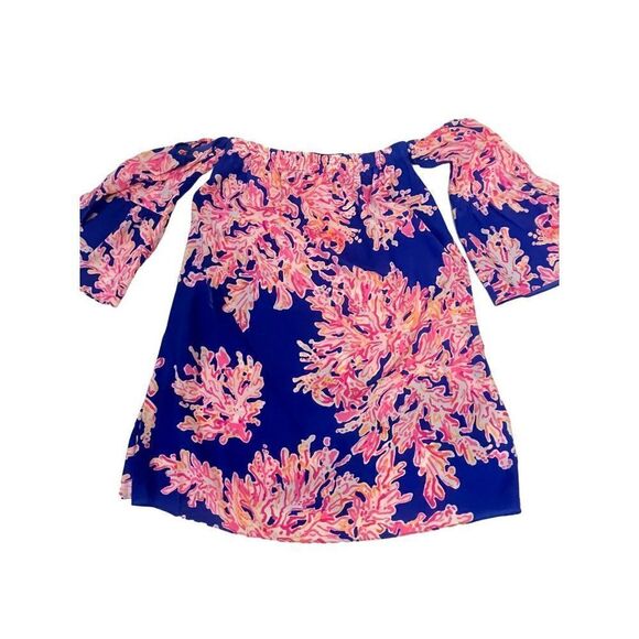 Lilly Pulitzer Sanilla off the shoulder Silk Mini Dress XS extra small - Picture 6 of 8